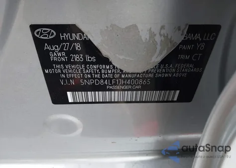 2018 Hyundai Elantra Value Edition z USA, uszkodzony, nr VIN 5NPD84LF1JH400865